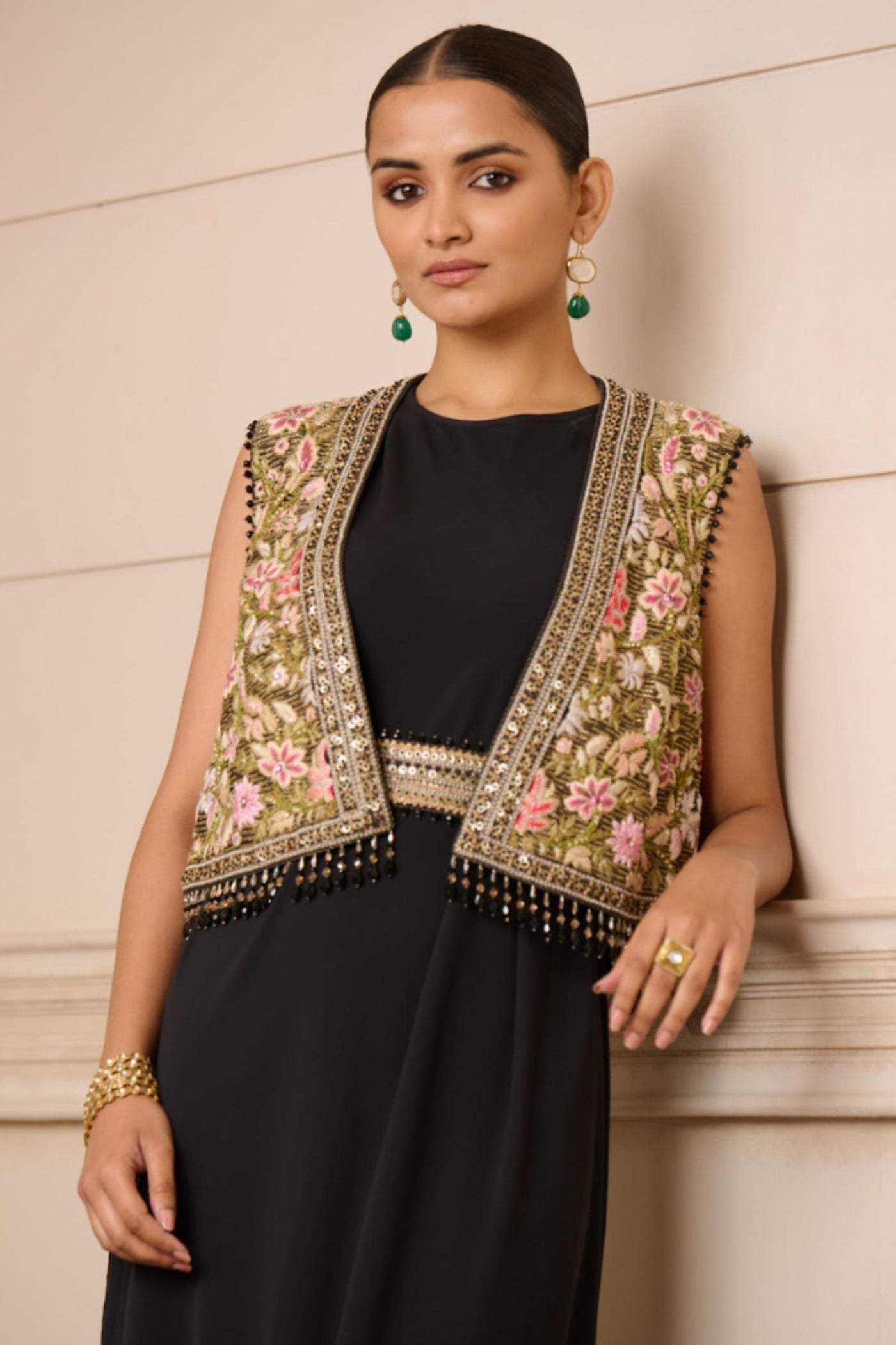 Tarun Tahiliani Dress, Gilet, and Belt indian designer wear online shopping melange singapore