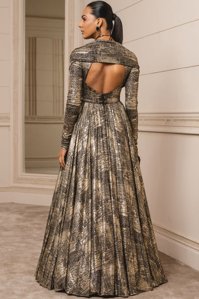 Tarun Tahiliani Flared Gown With Bow black online shopping melange singapore indian designer wear