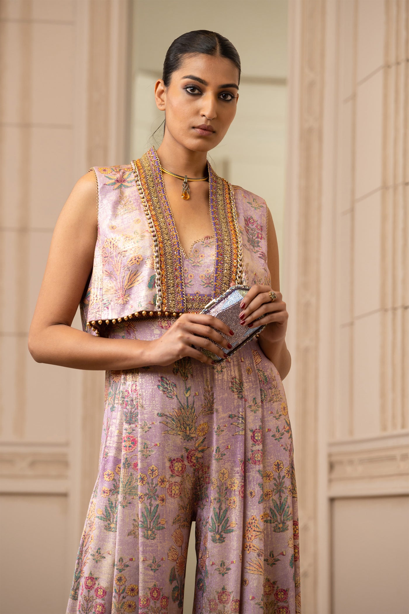 Tarun tahiliani Lilac Gilet fusion indian designer wear online shopping melange singapore