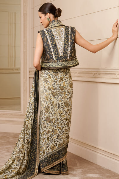 Tarun tahiliani Gilet With Embroidery black ivory online shopping melange singapore indian designer wear