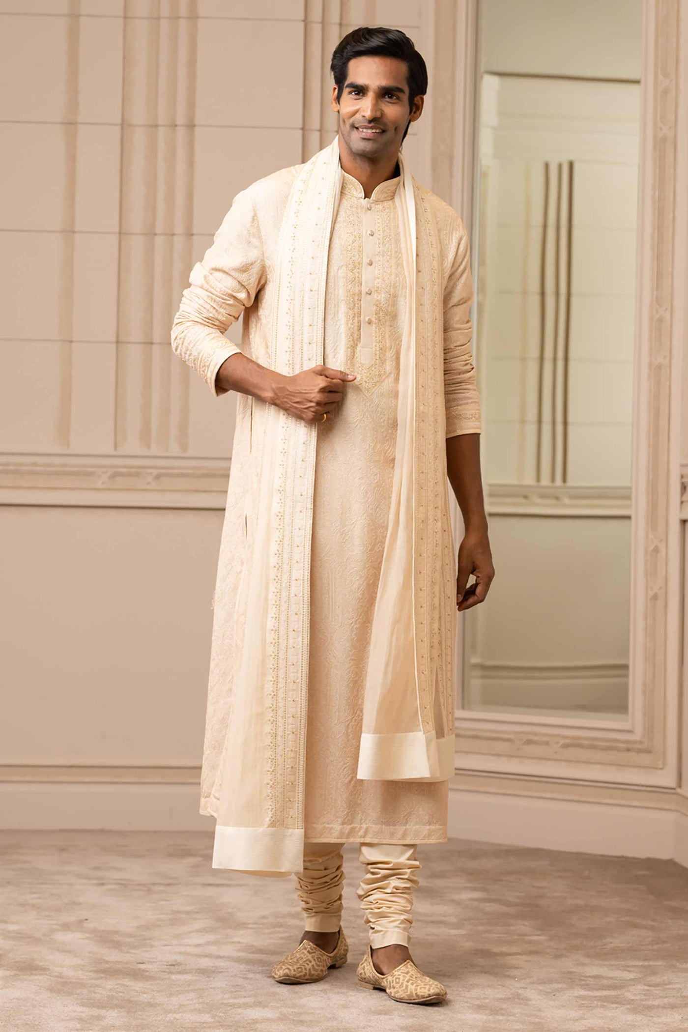 Tarun tahiliani Gold Aari Embroidered Kurta festive indian designer wear online shopping melange singapore