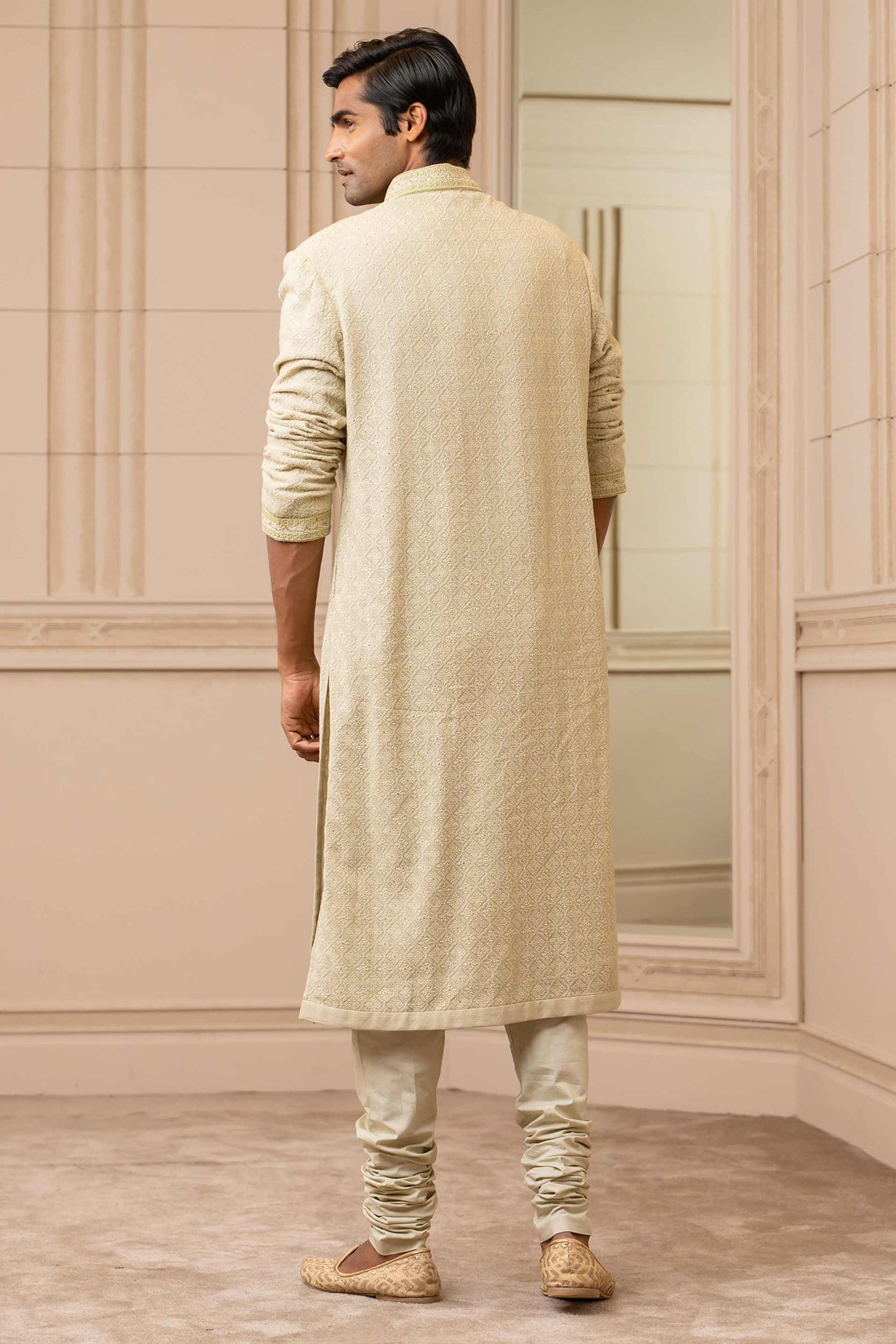 Tarun tahiliani menswear Jade Silk Kurta With Resham festive indian designer wear online shopping melange singapore