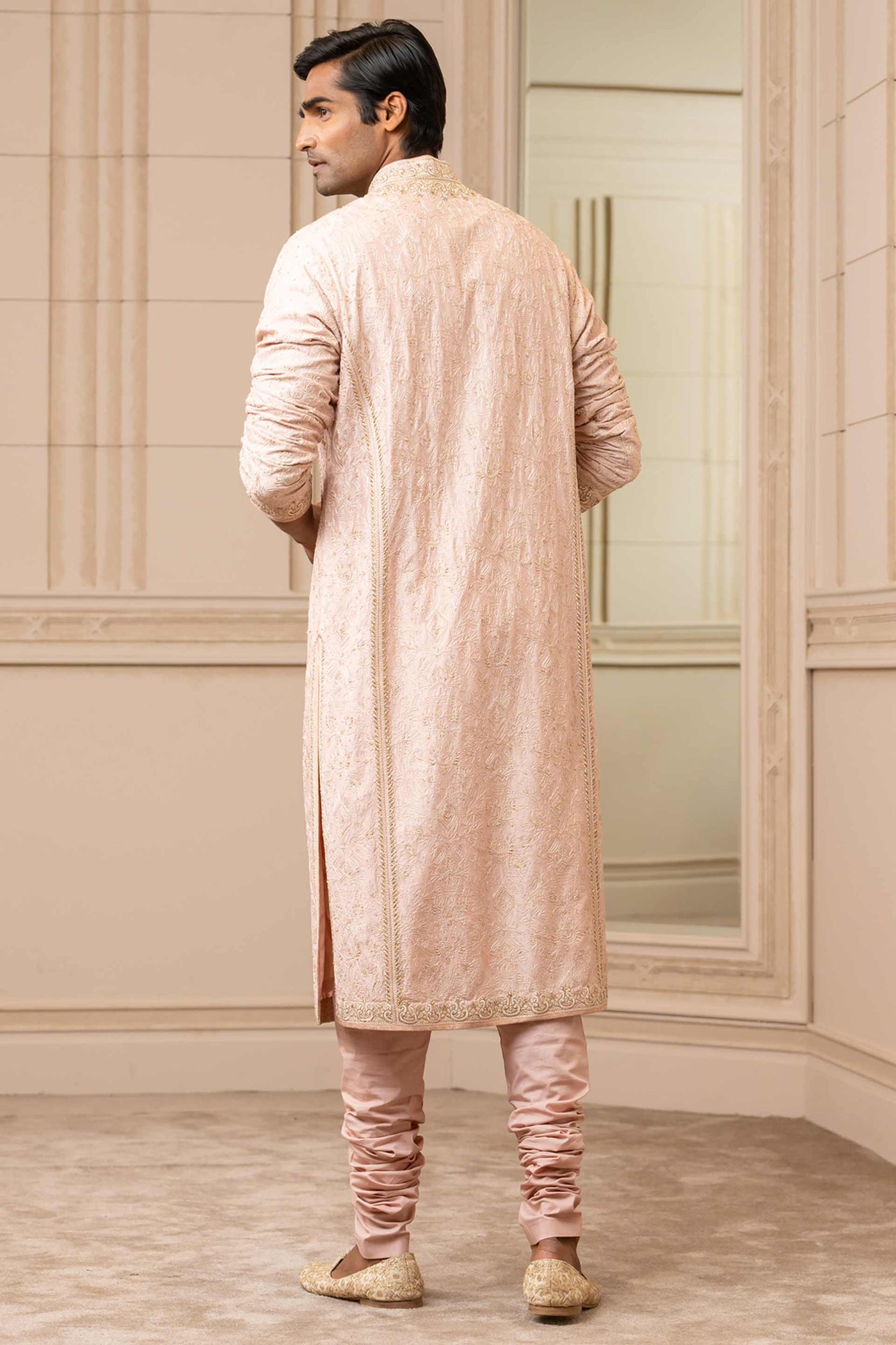Tarun Tahiliani Pink Silk Kurta festive indian designer wear online shopping melange singapore
