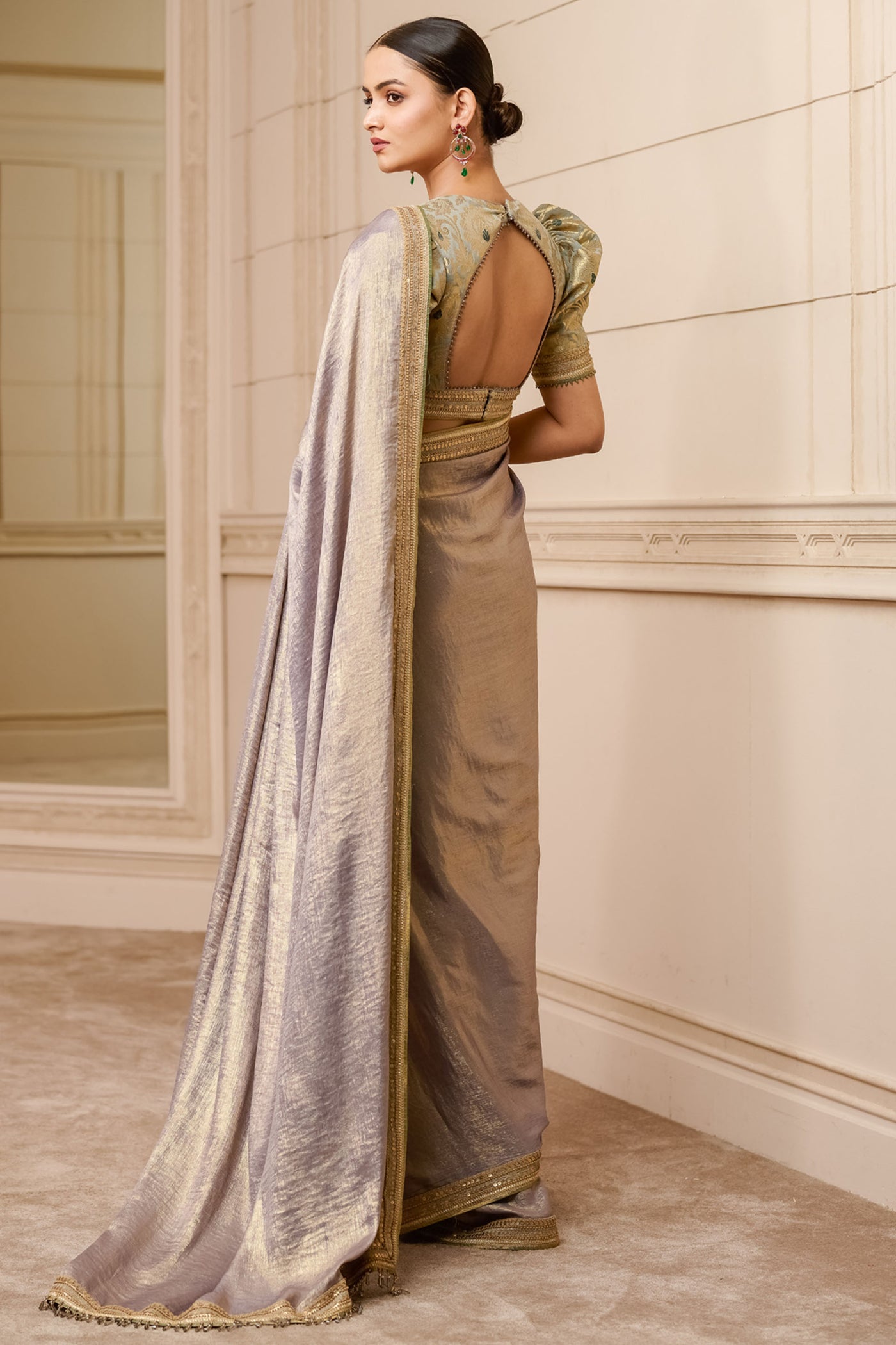 Tarun Tahiliani Saree With Brocade Blouse festive indian designer fashion online shopping melange singapore