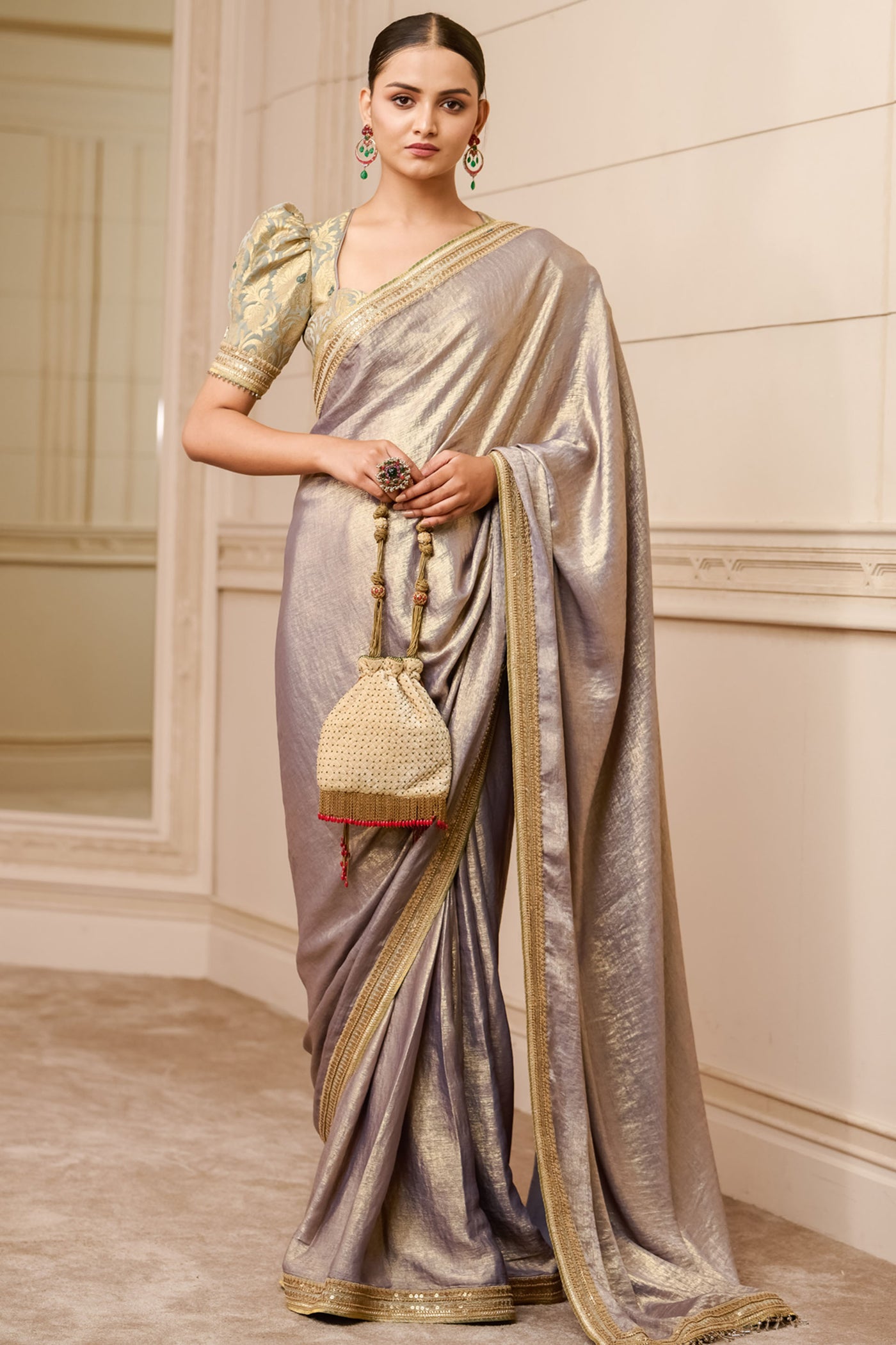 Tarun Tahiliani Saree With Brocade Blouse festive indian designer fashion online shopping melange singapore
