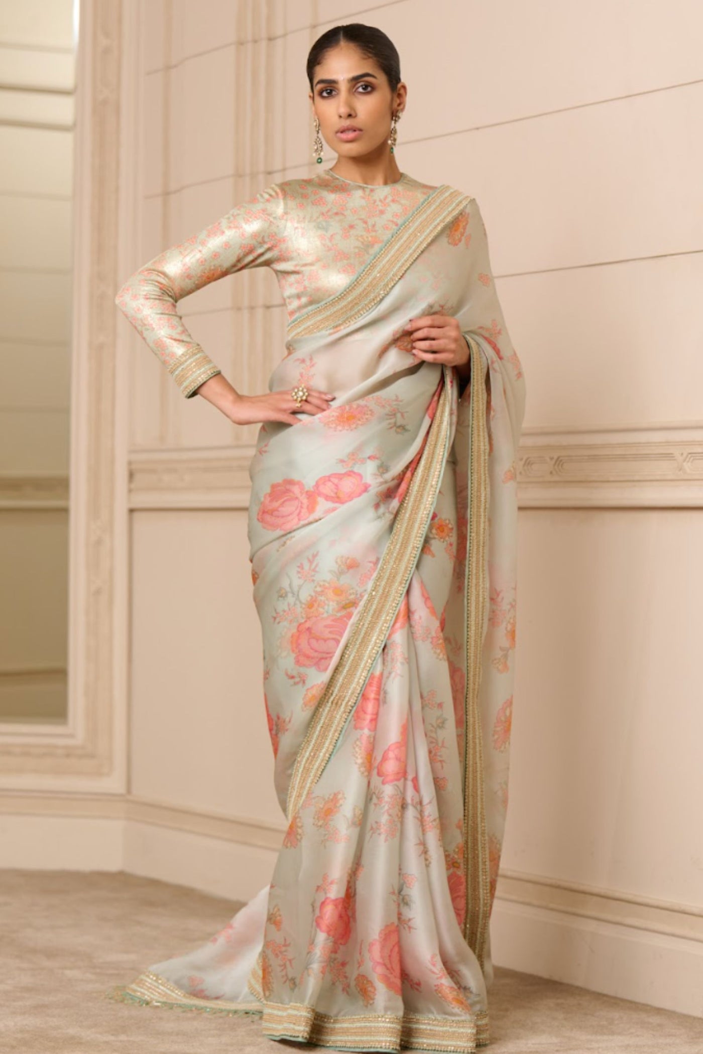 Tarun Tahiliani Saree blouse Mint indian designer wear online shopping melange singapore