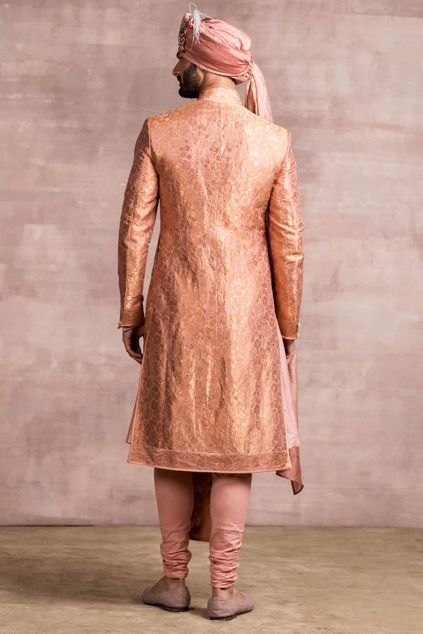 Tarun Tahiliani menswear Sherwani In Silk Brocade dark pink mens festive indian designer wear wedding groom online shopping melange singapore