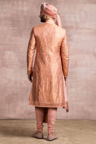 Tarun Tahiliani menswear Sherwani In Silk Brocade dark pink mens festive indian designer wear wedding groom online shopping melange singapore