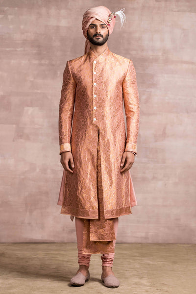 Tarun Tahiliani menswear Sherwani In Silk Brocade dark pink mens festive indian designer wear wedding groom online shopping melange singapore