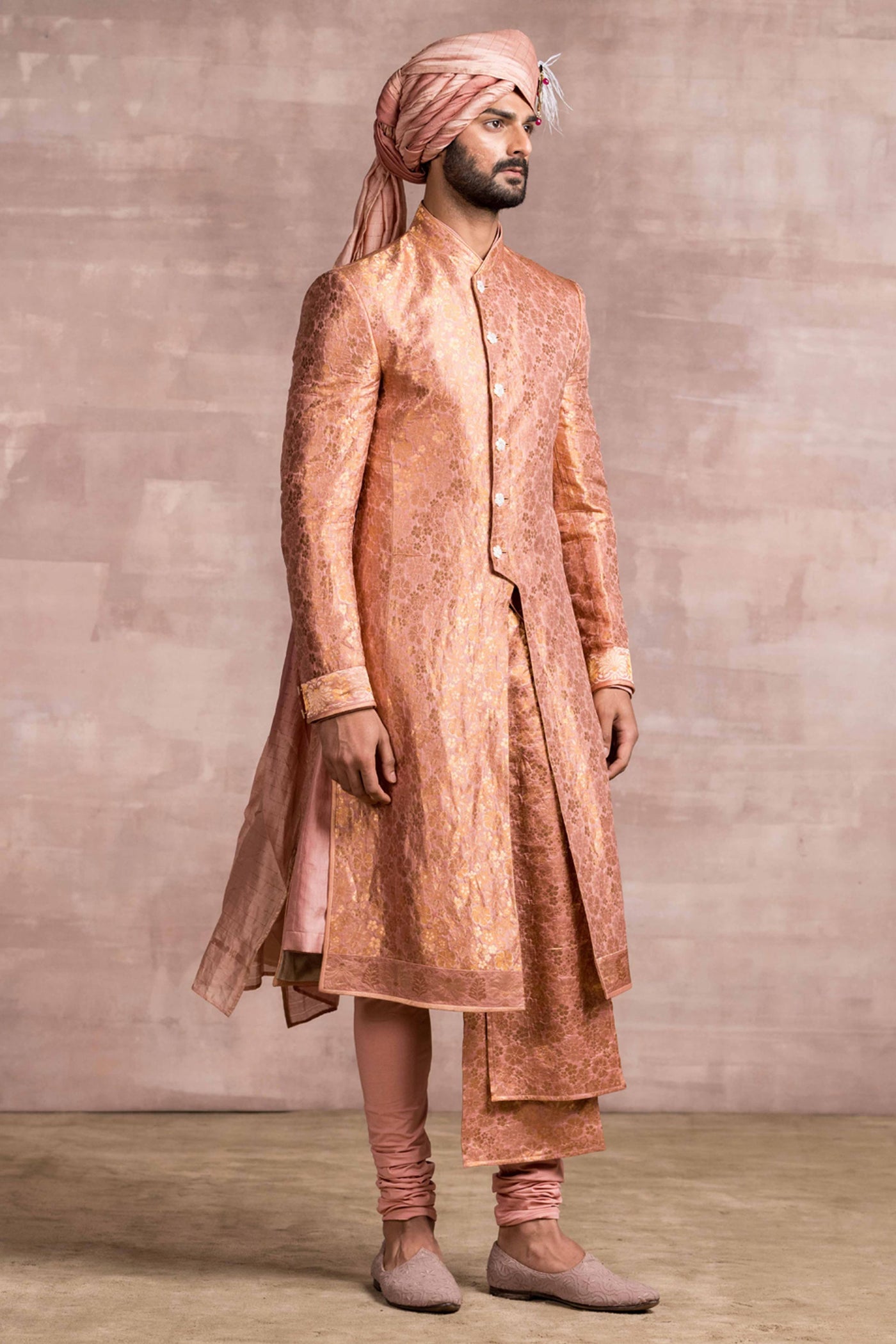 Tarun Tahiliani menswear Sherwani In Silk Brocade dark pink mens festive indian designer wear wedding groom online shopping melange singapore