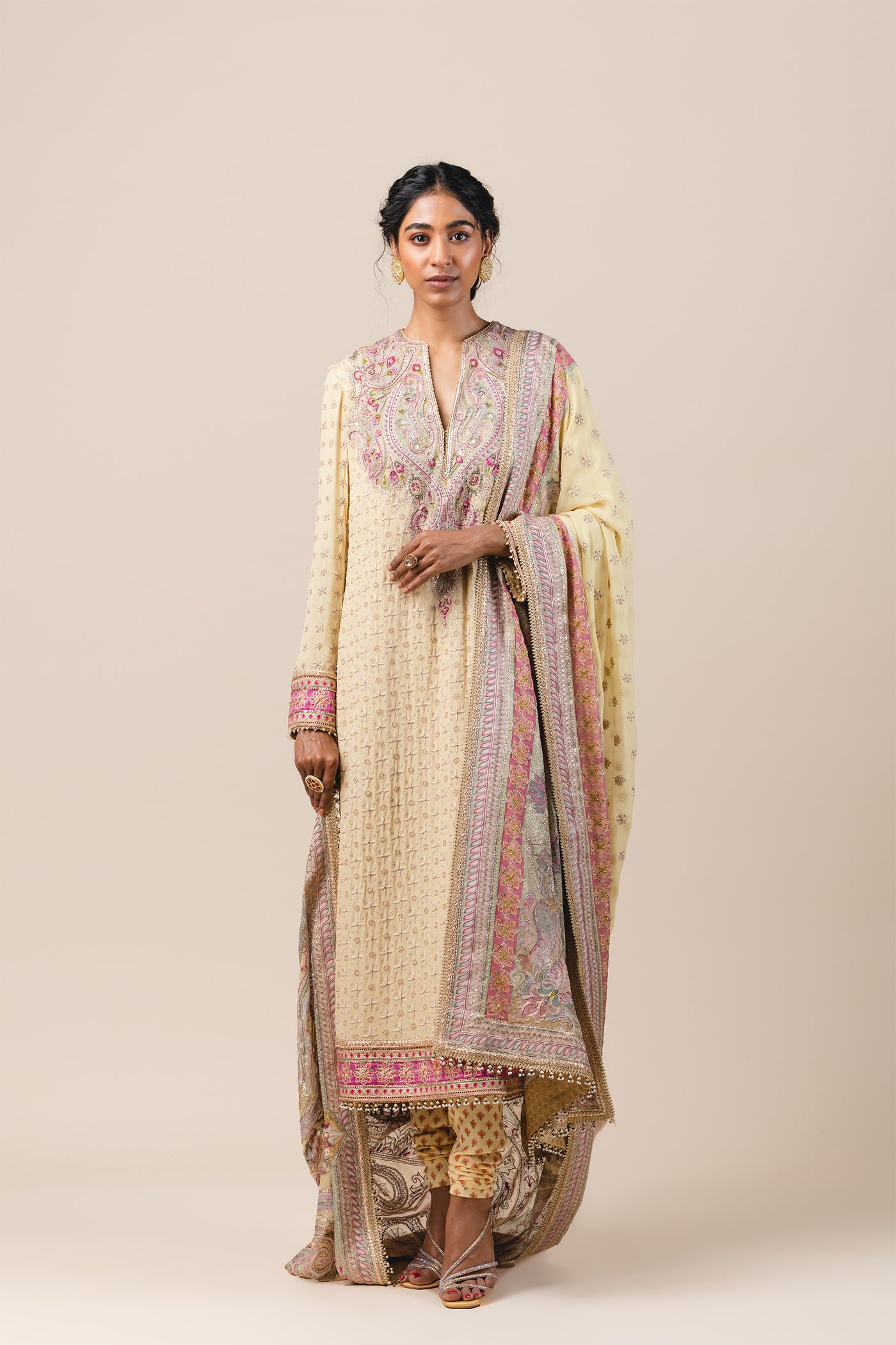 tarun tahiliani Straight Kurta Chikankari All Over yellow online shopping melange singapore indian designer wear wedding festive