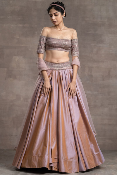 Tarun tahiliani Two-tone Silk-Taffeta Lehenga onion pink indian designer wear bridal wedding online shopping melange singapore