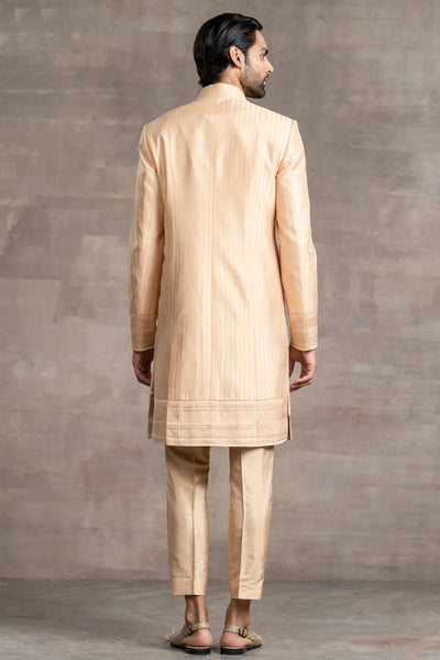 Tarun Tahiliani Textured Silk Sherwani peach menswear designer fashion online shopping melange singapore