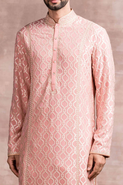 Tarun Tahilaini menswear Thread Embroidered Kurta pink mens festive indian designer wear online shopping melange singapore