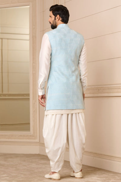 Tarun Tahiliani Waistcoat Ice Blue indian designer wear online shopping melange singapore