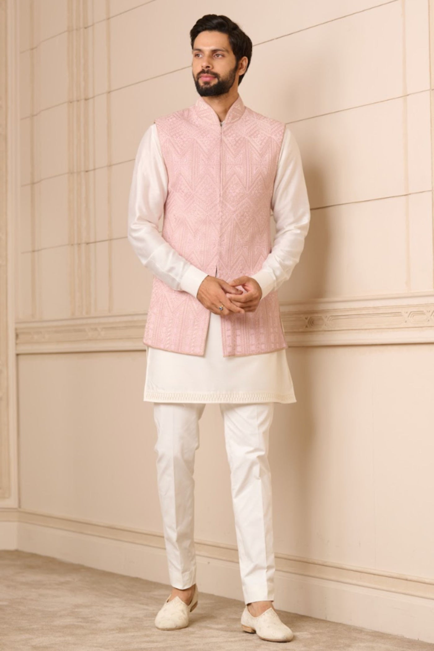 Tarun Tahiliani Menswear Waistcoat Light Violet indian designer wear online shopping melange singapore