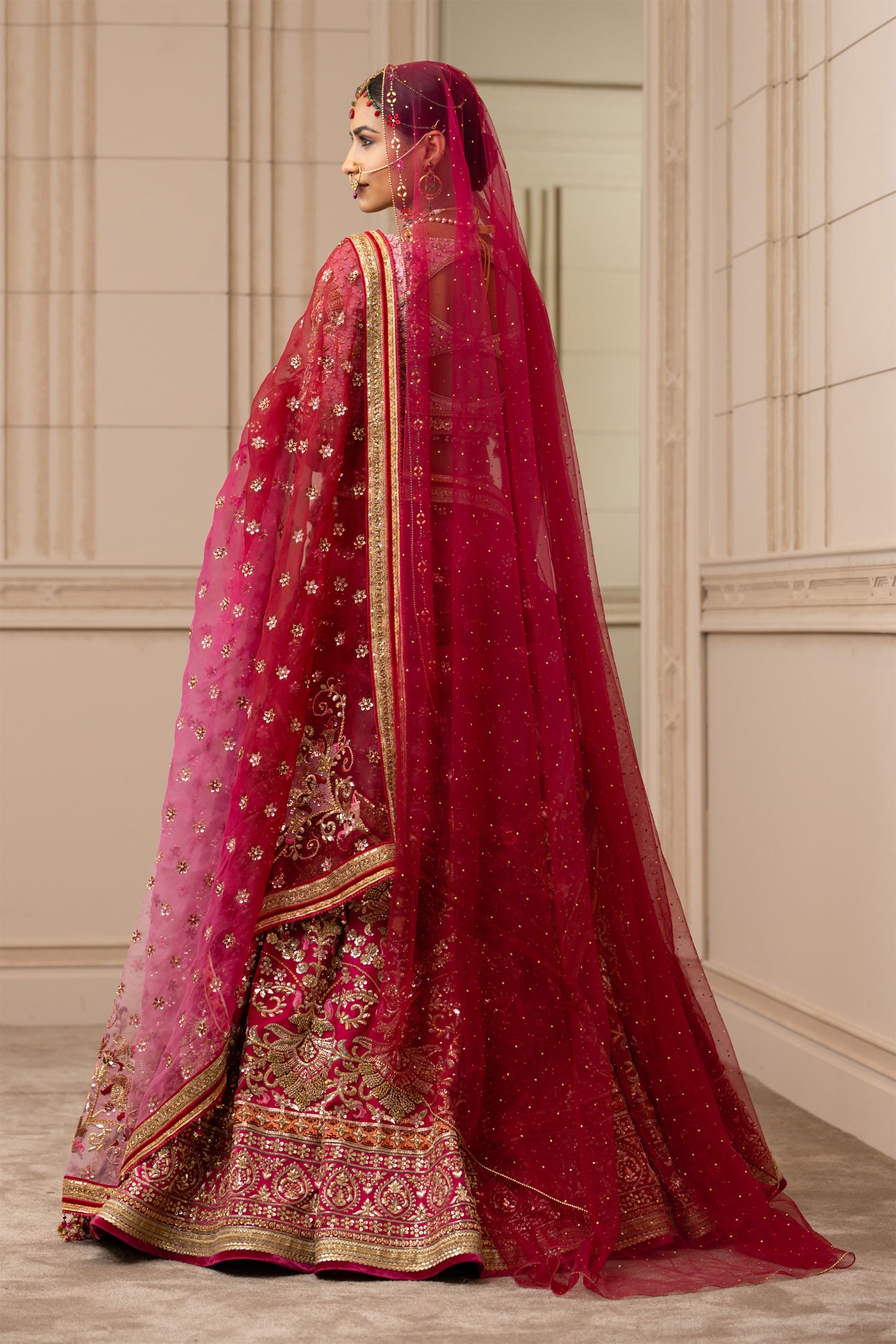 Tarun Tahiliani Zardozi Ombré Lehenga With Contemporary Blouse pink online shopping melange singapore indian designer wear wedding bridal