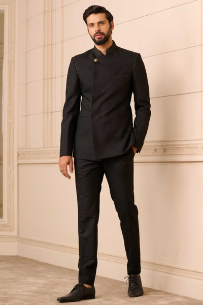 Tarun Tahiliani Bandhgala, Shirt, and Trousers Blacks indian designer wear online shopping melange singapore