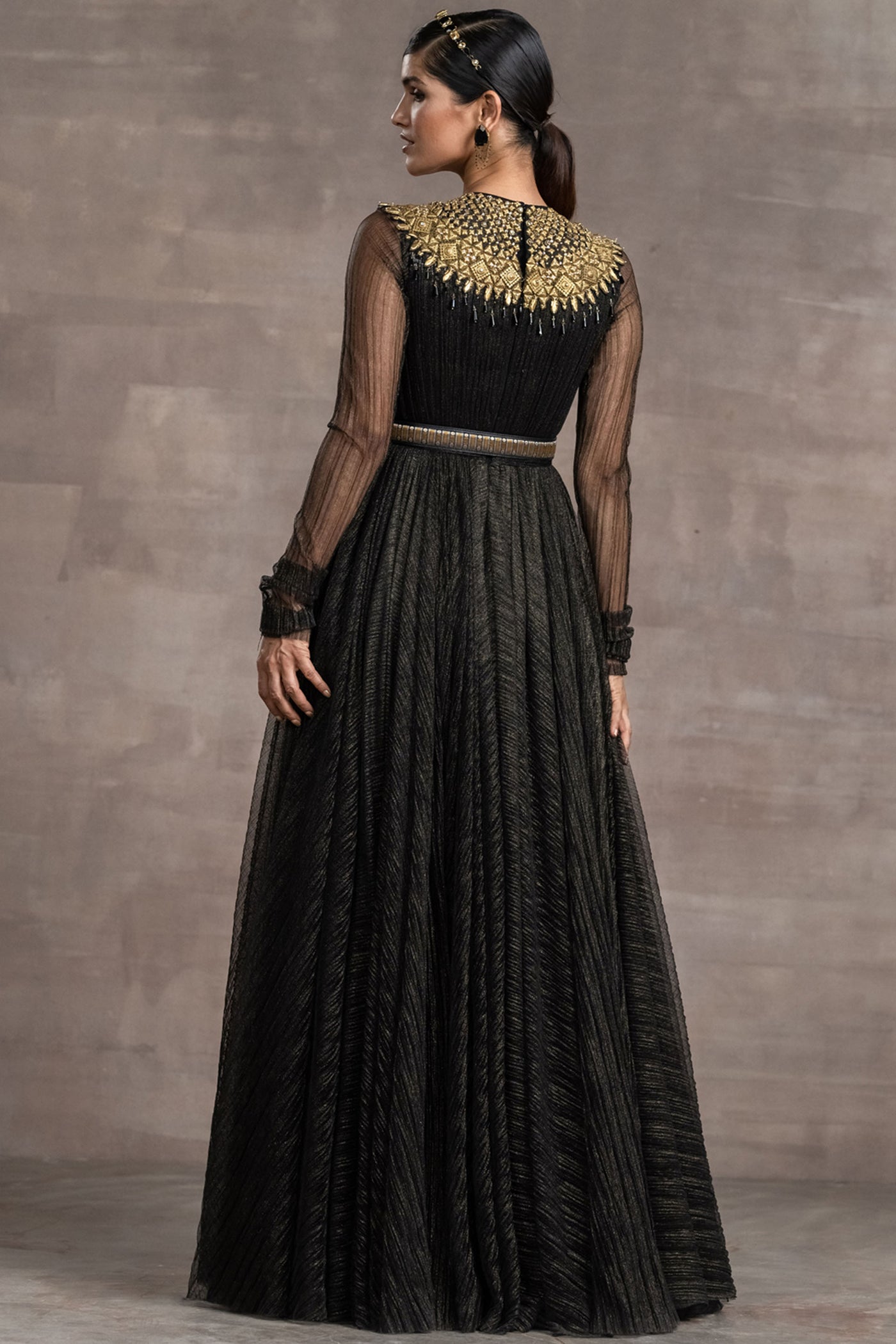 Tarun Tahiliani Anarkali With Jewelled Neckline black festive indian designer wear online shopping melange singapore