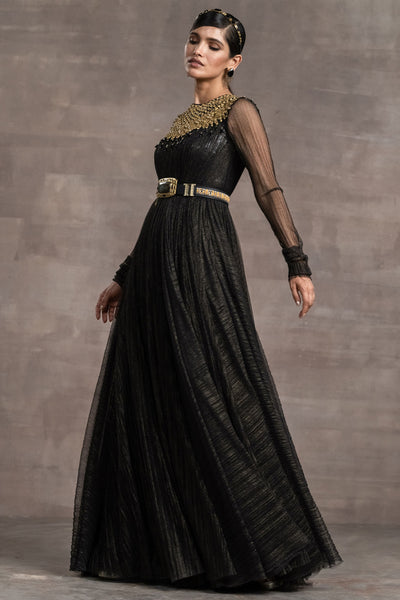 Tarun Tahiliani Anarkali With Jewelled Neckline black festive indian designer wear online shopping melange singapore