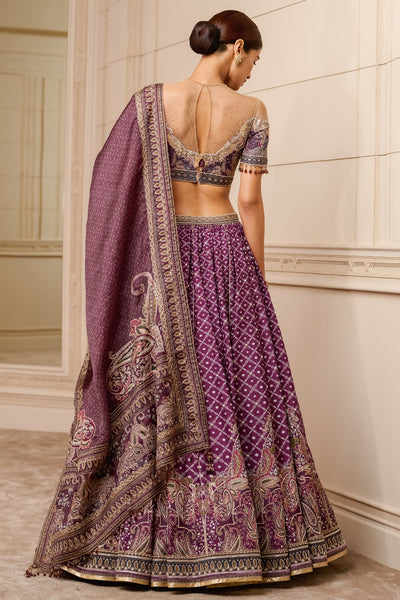 Tarun tahiliani Embellished Lehenga With Blouse And Dupatta purple online shopping melange singapore indian designer wear