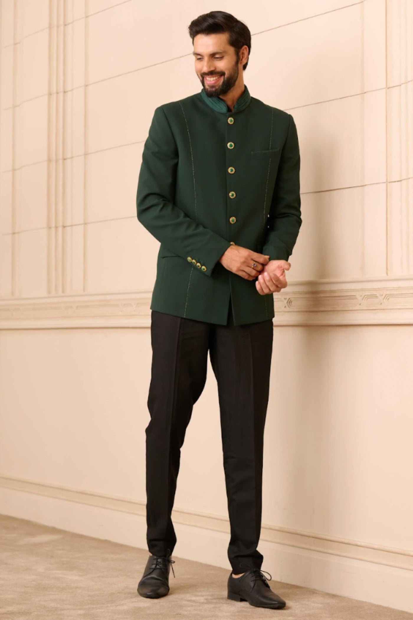 Bandhgala Shirt And Trousers Emerald