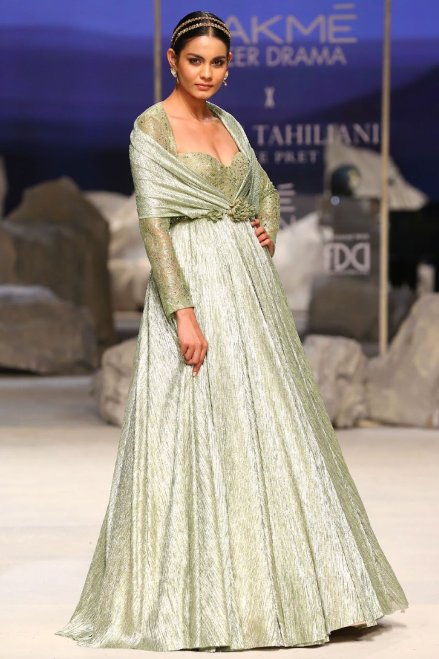 Tarun Tahiliani Draped Gown indian designer wear online shopping melange singapore