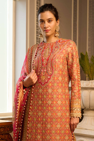 Tarun Tahiliani Kashida Kurta Set red festive indian designer wear wedding online shopping melange singapore