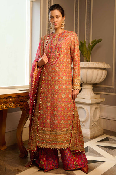 Tarun Tahiliani Kashida Kurta Set red festive indian designer wear wedding online shopping melange singapore