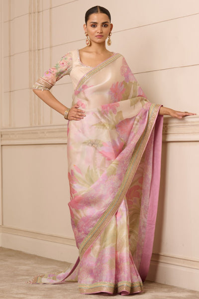 Tarun Tahiliani Saree and Blouse Ivory indian designer wear online shopping melange singapore