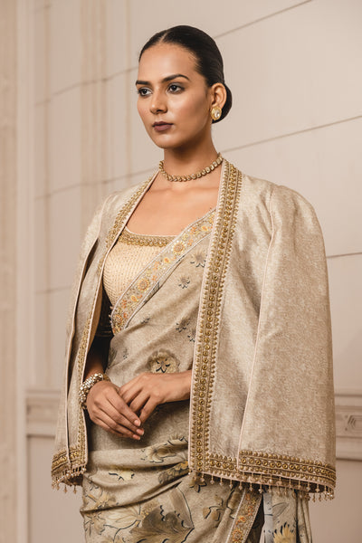 Tarun Tahiliani Velvet Printed Cape gold festive indian designer wear online shopping melange singapore indian designer wear