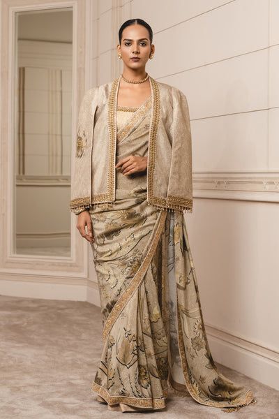 Tarun Tahiliani Velvet Printed Cape gold festive indian designer wear online shopping melange singapore indian designer wear