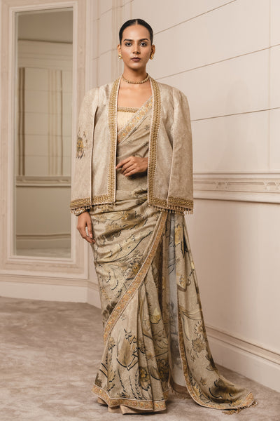 Tarun Tahiliani Velvet Printed Cape gold festive indian designer wear online shopping melange singapore indian designer wear