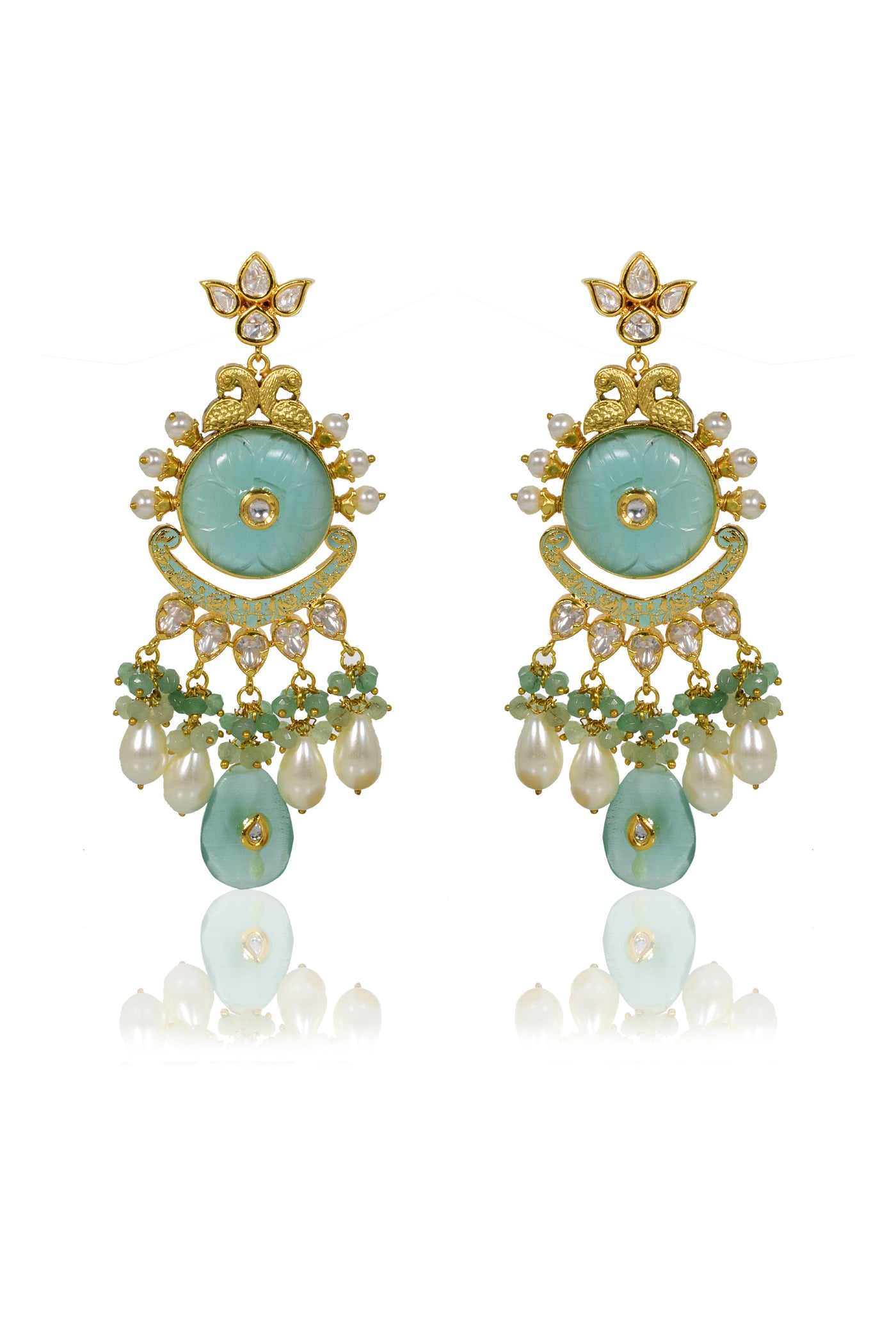 Tizora Blue Carved Ethnic Antique Earrings jewellery indian designer wear online shopping melange singapore