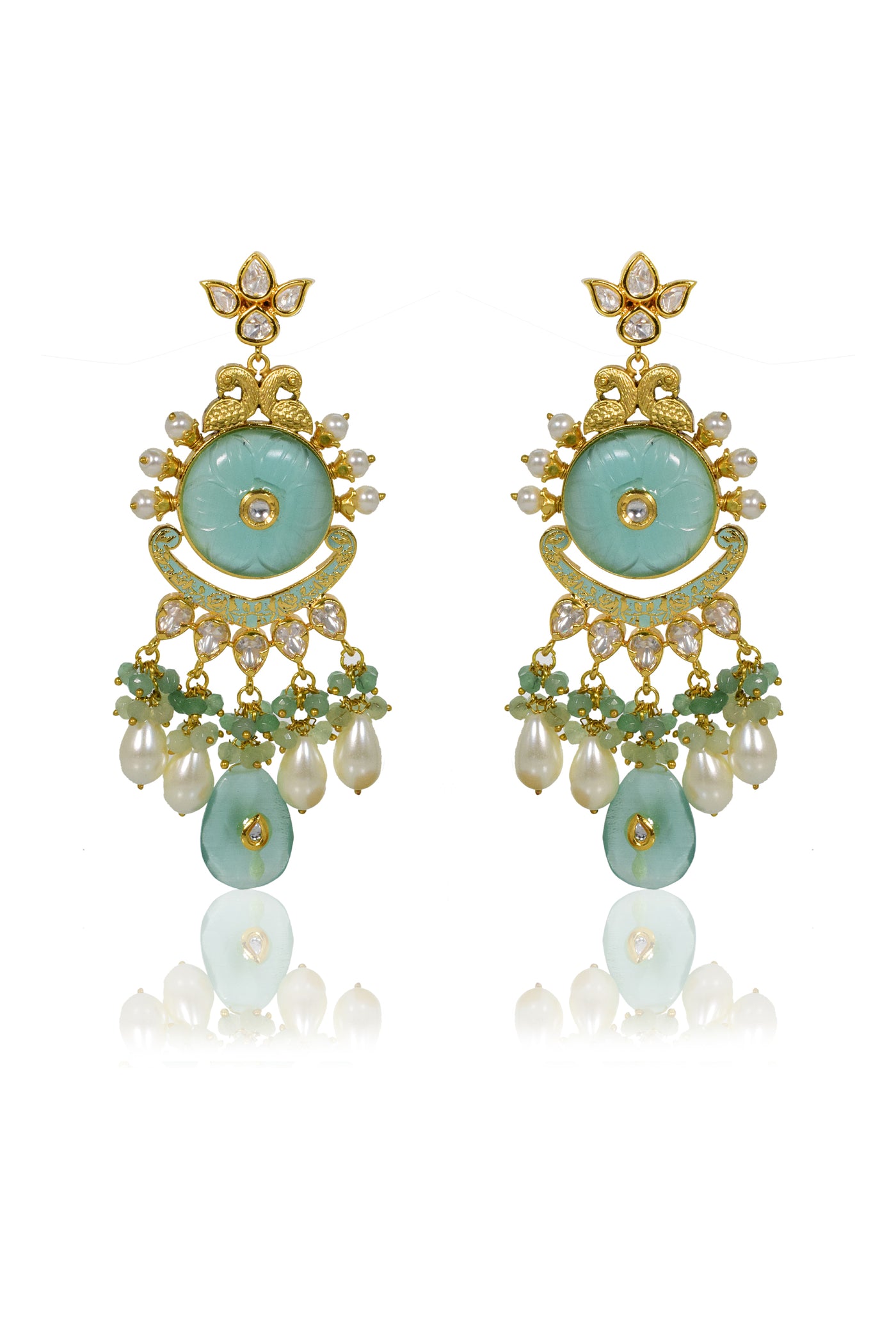 Tizora Blue Carved Ethnic Antique Earrings jewellery indian designer wear online shopping melange singapore