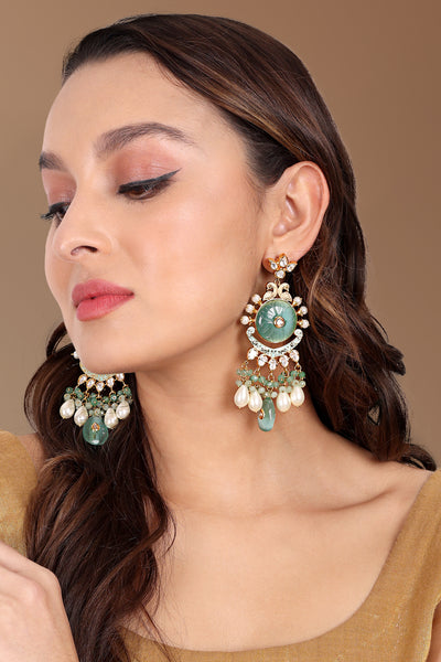 Tizora Blue Carved Ethnic Antique Earrings jewellery indian designer wear online shopping melange singapore