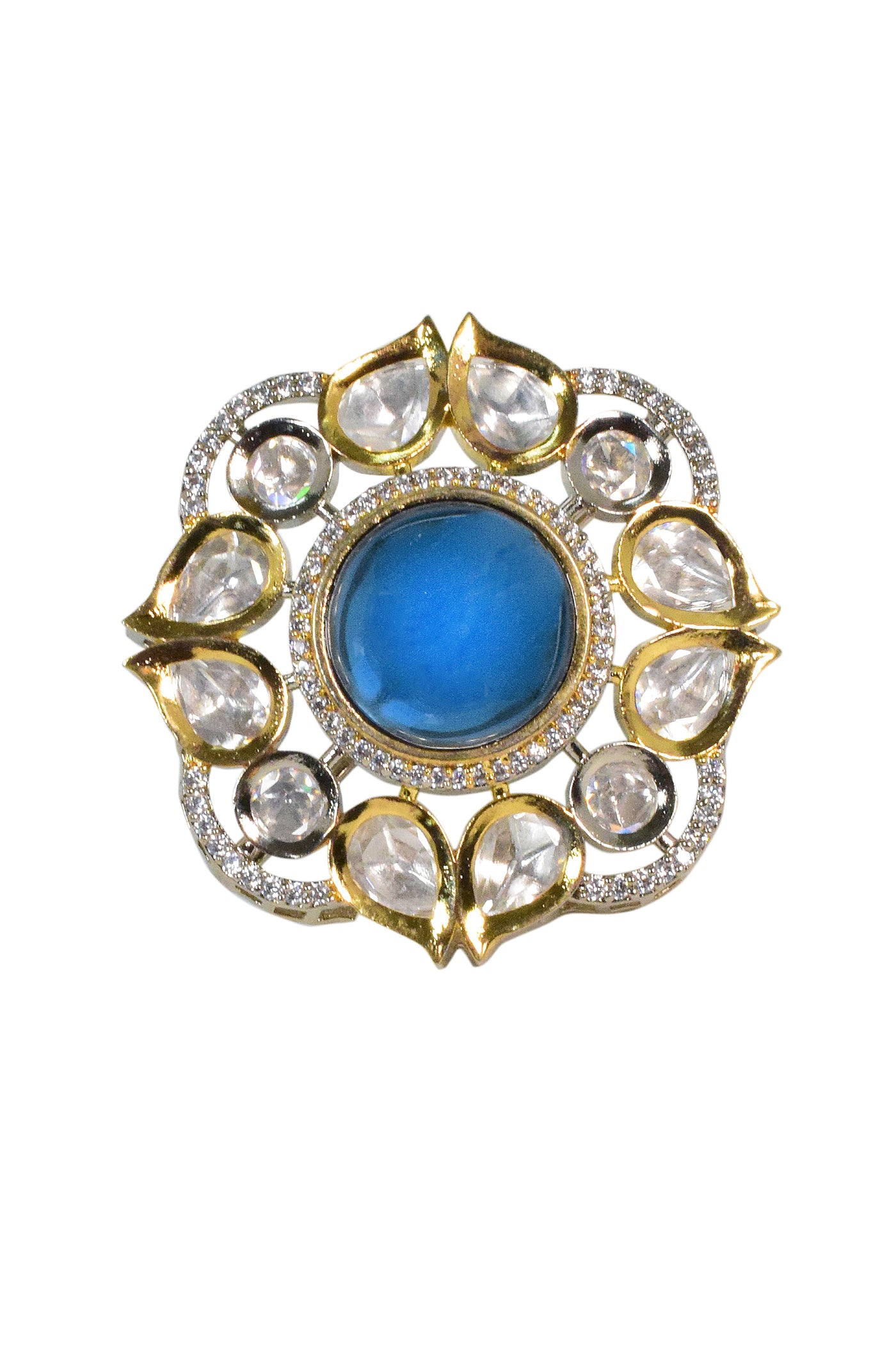 Tizora Blue Polki Ring jewellery indian designer wear online shopping melange singapore