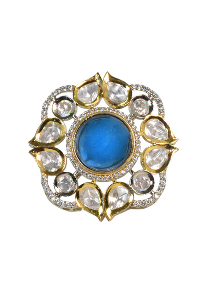 Tizora Blue Polki Ring jewellery indian designer wear online shopping melange singapore