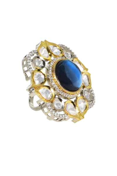 Tizora Blue Polki Ring jewellery indian designer wear online shopping melange singapore