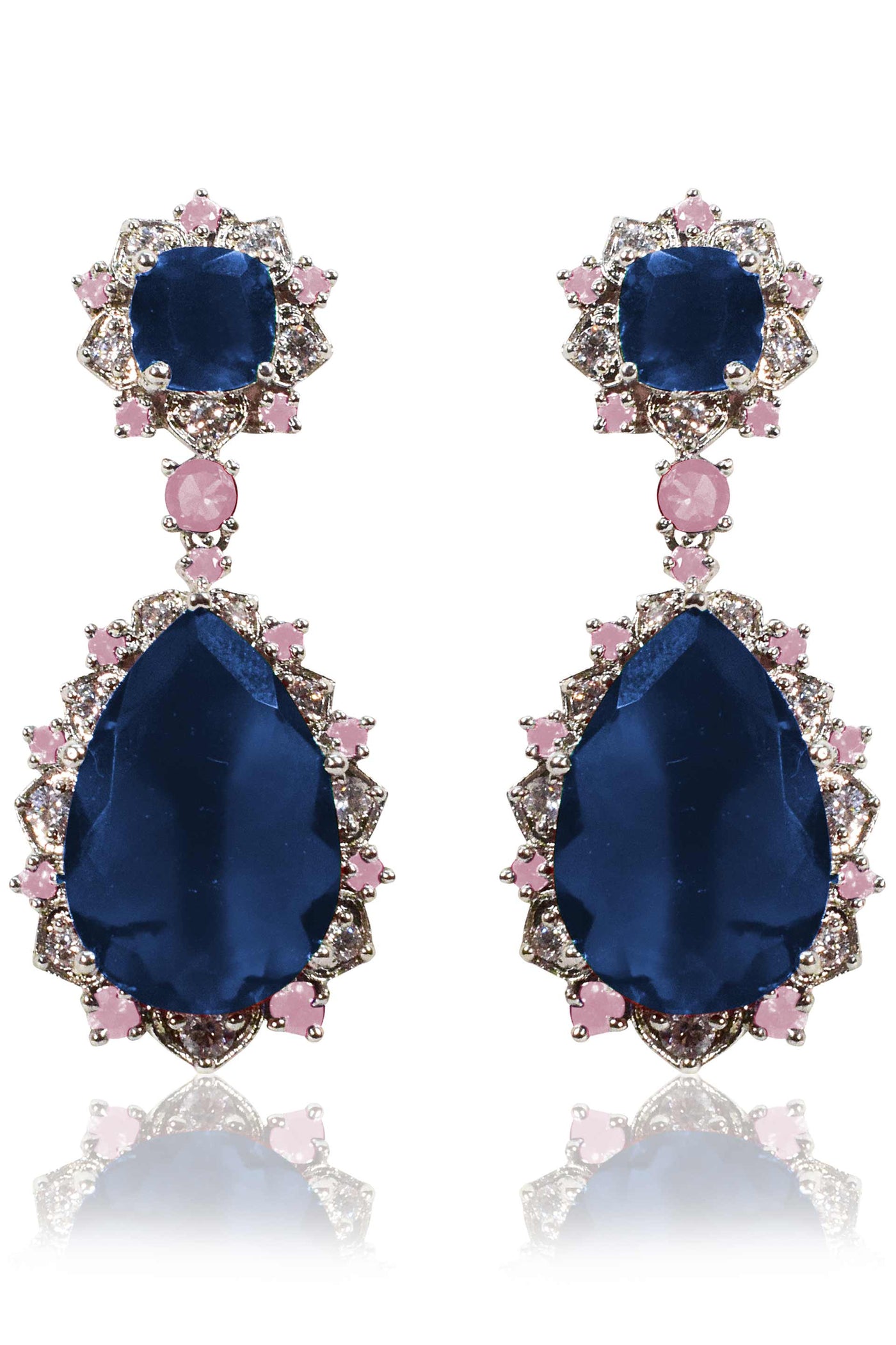 Tizora classic blue pink cocktail earrings white fashion imitation jewellery indian designer wear online shopping melange singapore