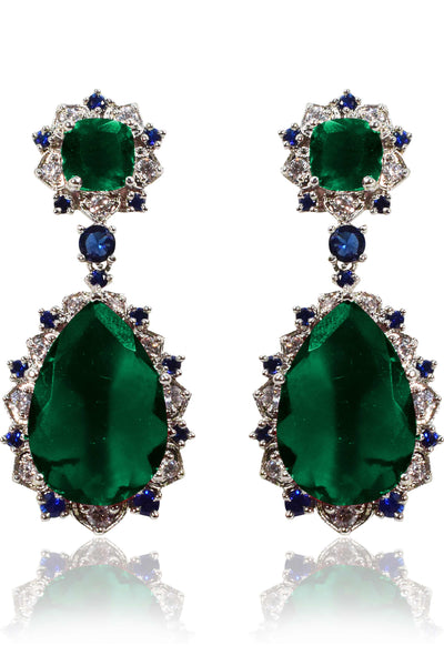 Tizora classic green blue cocktail earrings green blue white fashion imitation jewellery indian designer wear online shopping melange singapore
