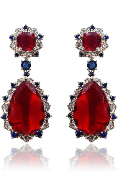 Tizora classic red blue cocktail earrings white fashion imitation jewellery indian designer wear online shopping melange singapore