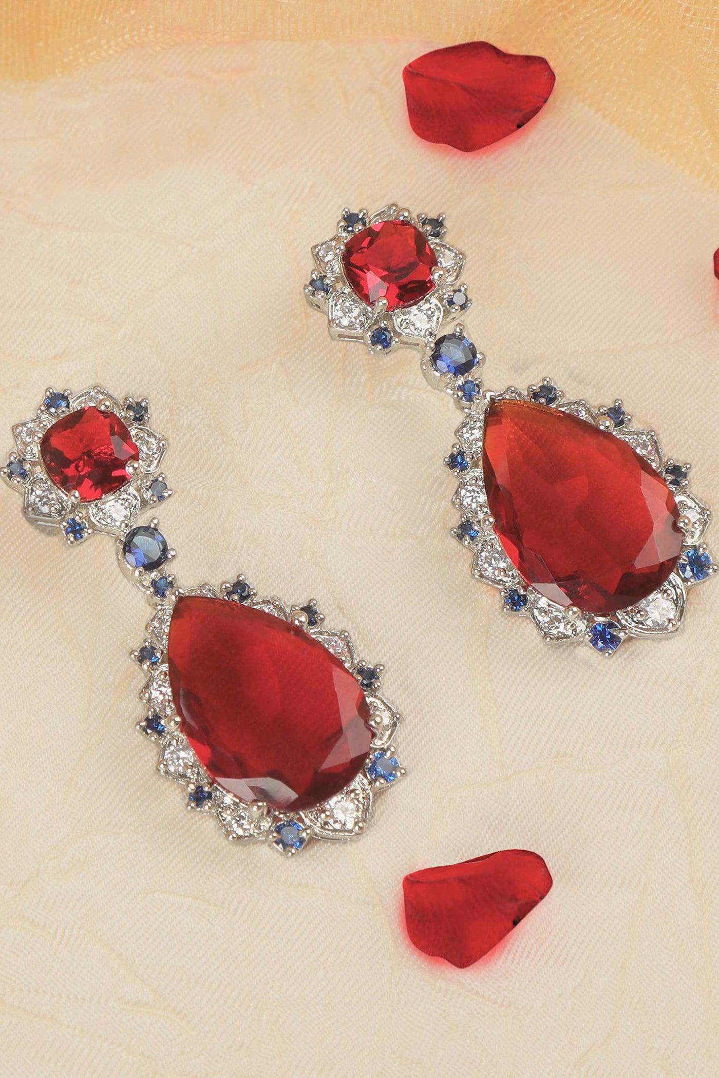 Tizora classic red blue cocktail earrings white fashion imitation jewellery indian designer wear online shopping melange singapore