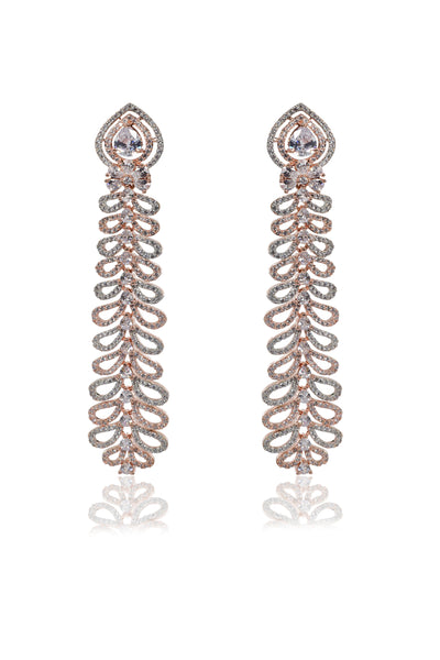 Tizora Diamond rose gold finish earrings jewellery indian designer wear online shopping melange singapore