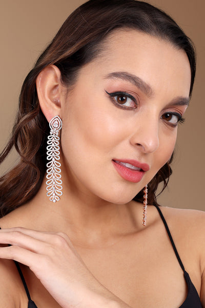 Tizora Diamond rose gold finish earrings jewellery indian designer wear online shopping melange singapore