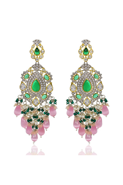 Tizora Green And Pink Fusion Earrings jewellery indian designer wear online shopping melange singapore