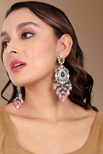 Tizora Green And Pink Fusion Earrings jewellery indian designer wear online shopping melange singapore