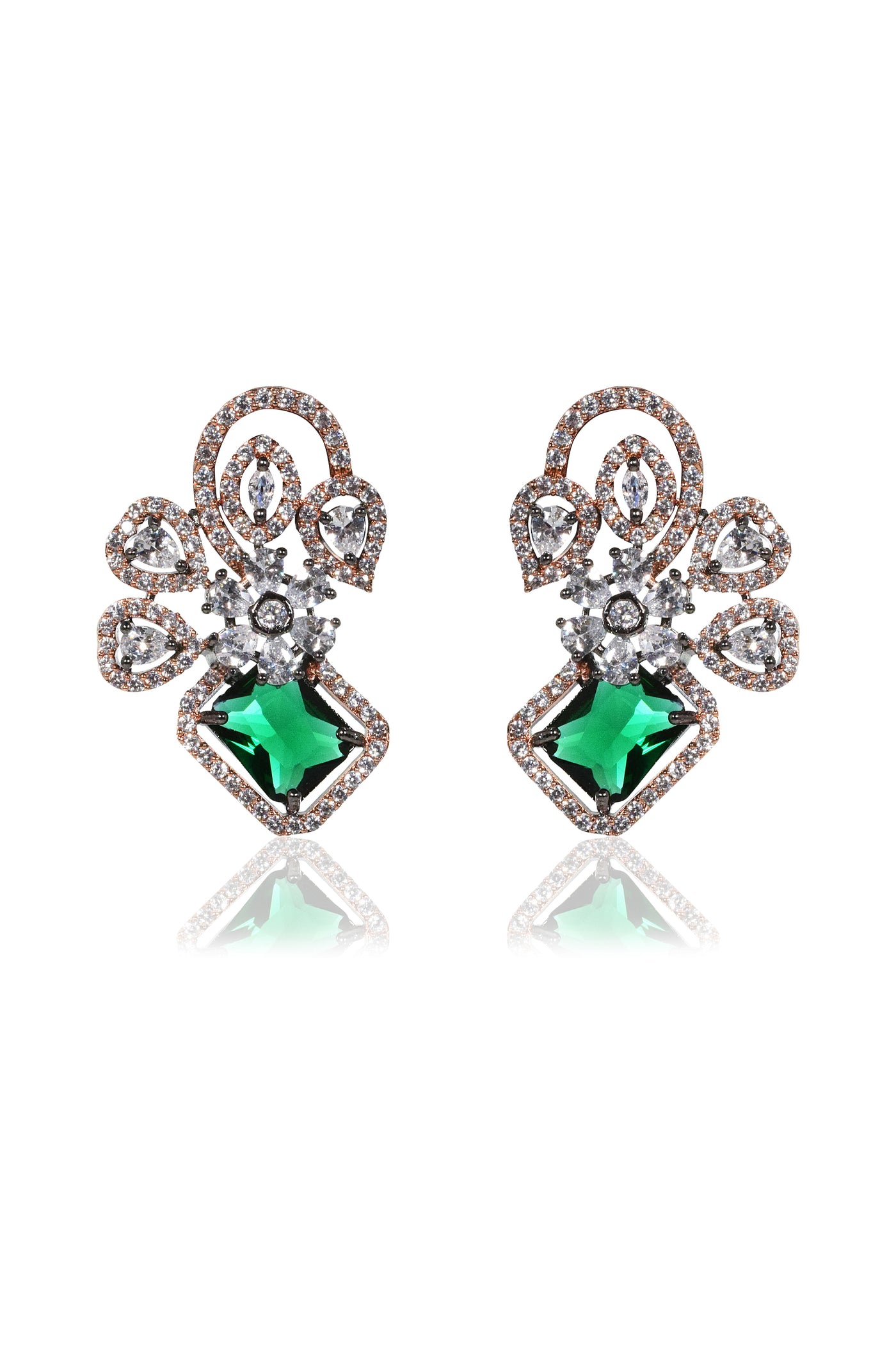 Tizora Green Diamond Earring Tops jewellery indian designer wear online shopping melange singapore