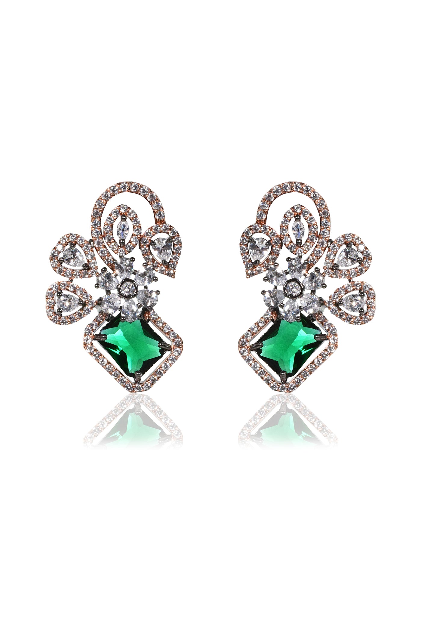 Tizora Green Diamond Earring Tops jewellery indian designer wear online shopping melange singapore
