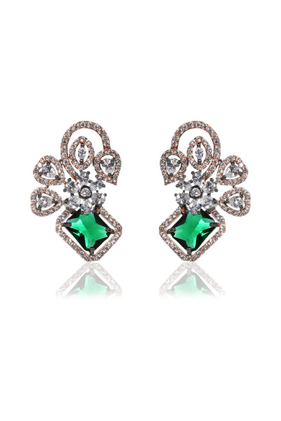 Tizora Green Diamond Earring Tops jewellery indian designer wear online shopping melange singapore